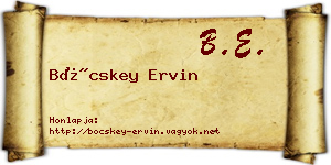 Böcskey Ervin névjegykártya