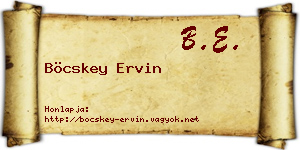 Böcskey Ervin névjegykártya